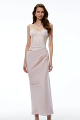 Nikau Pink CutOut Cinched Waist Maxi Dress