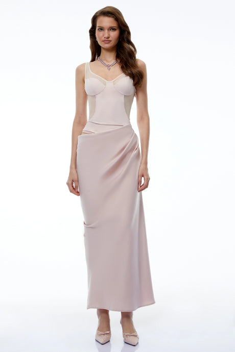 Nikau Pink CutOut Cinched Waist Maxi Dress