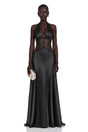 Nina Black Halterneck Maxi Dress with Lace Panels
