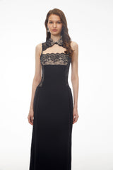Nina Black Lace Maxi Dress with CutOuts