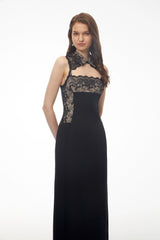 Nina Black Lace Maxi Dress with CutOuts