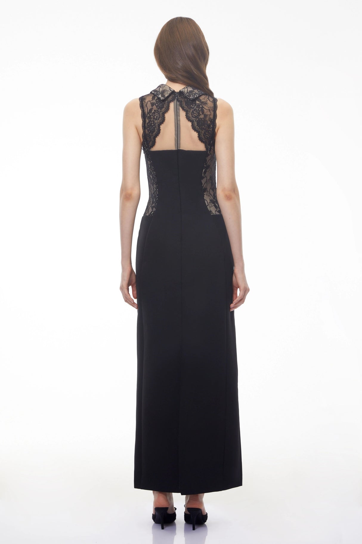Nina Black Lace Maxi Dress with CutOuts