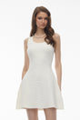 Niobe White Sleeveless Textured Knit Mini Dress