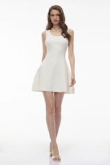 Niobe White Sleeveless Textured Knit Mini Dress