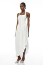 Noelia White Halterneck Shirred Panel Maxi Dress