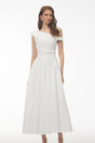 Noelle White Off Shoulder Asymmetrical Maxi Dress
