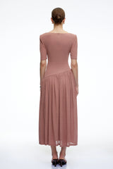 Nolwenn Pink Ruched Maxi Dress with CutOut