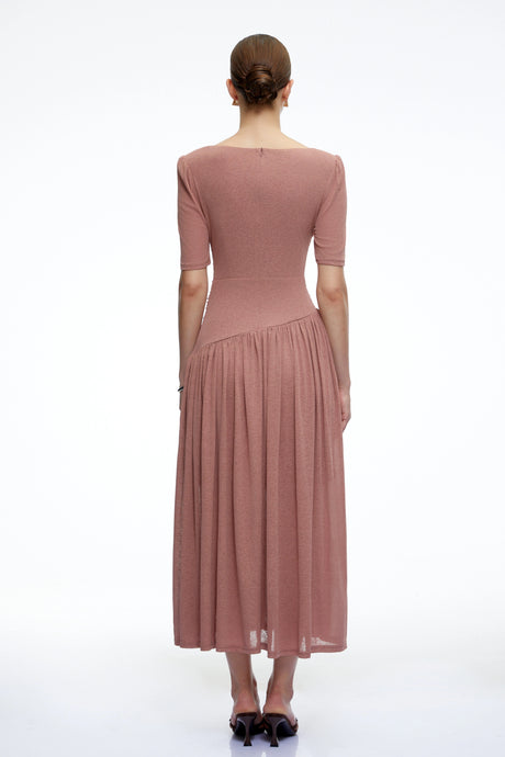 Nolwenn Pink Ruched Maxi Dress with CutOut