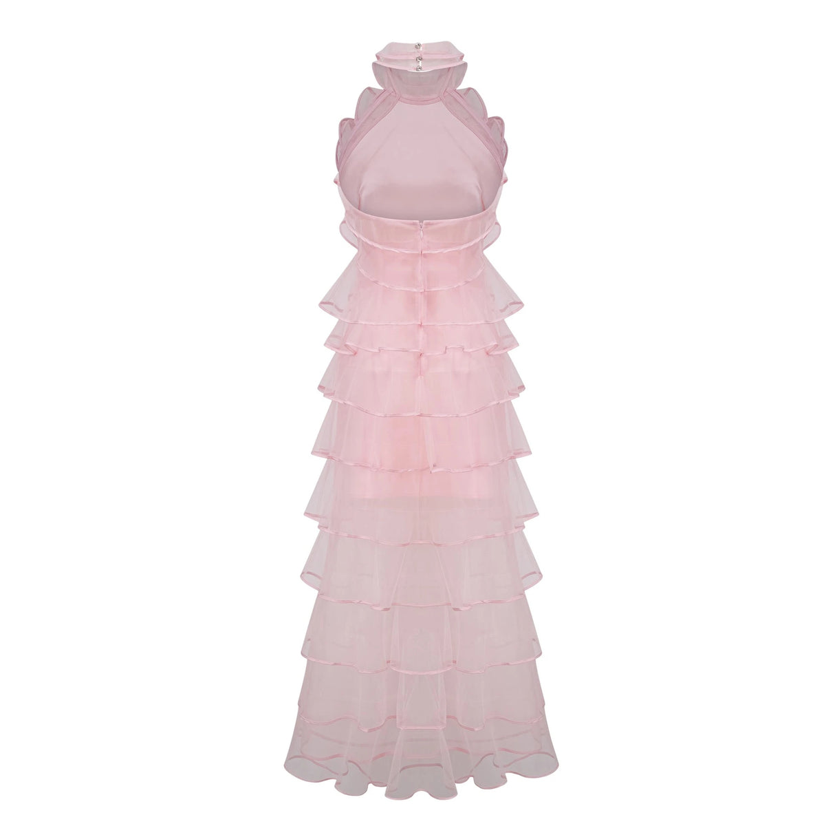 Nonchalante Pink Tiered Halterneck Maxi Dress