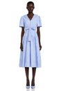Norma Light Blue Pleated Maxi Dress with Lapel Collar