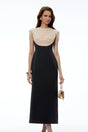 Nova Black Midi Dress with Pearl Chain Panels