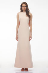 Nova Blush Pink Backless Maxi Dress with Flounce
