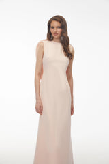 Nova Blush Pink Backless Maxi Dress with Flounce