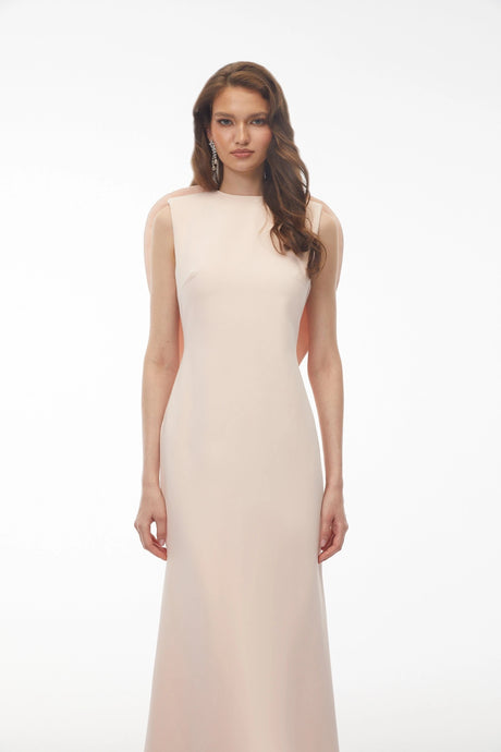 Alma Maxi Dress Blush Pink Backless with Flounce