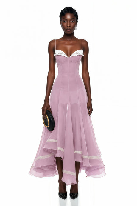 Carlotta Midi Dress Pink Asymmetrical