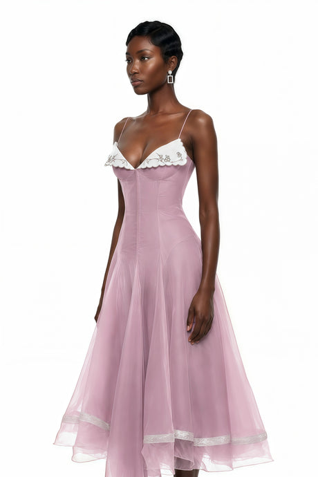 Carlotta Midi Dress Pink Asymmetrical