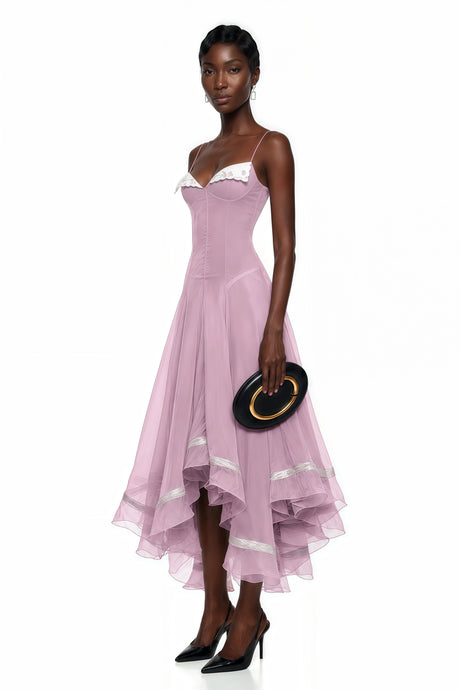 Carlotta Midi Dress Pink Asymmetrical