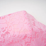 Nuria Pink Ribbon Detail Floral Lace Midi Dress
