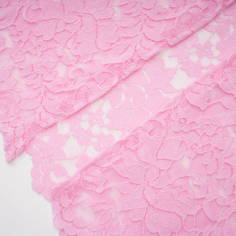 Nuria Pink Ribbon Detail Floral Lace Midi Dress