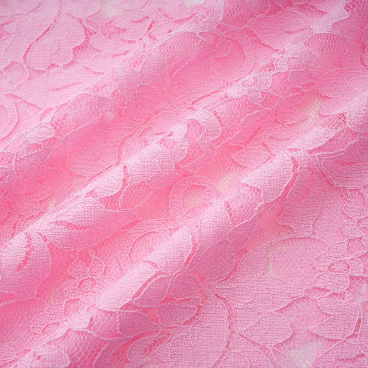 Nuria Pink Ribbon Detail Floral Lace Midi Dress