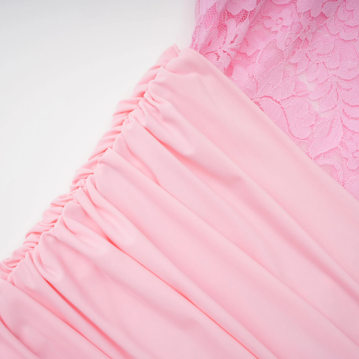 Nuria Pink Ribbon Detail Floral Lace Midi Dress
