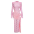 Nuria Pink Ribbon Detail Floral Lace Midi Dress