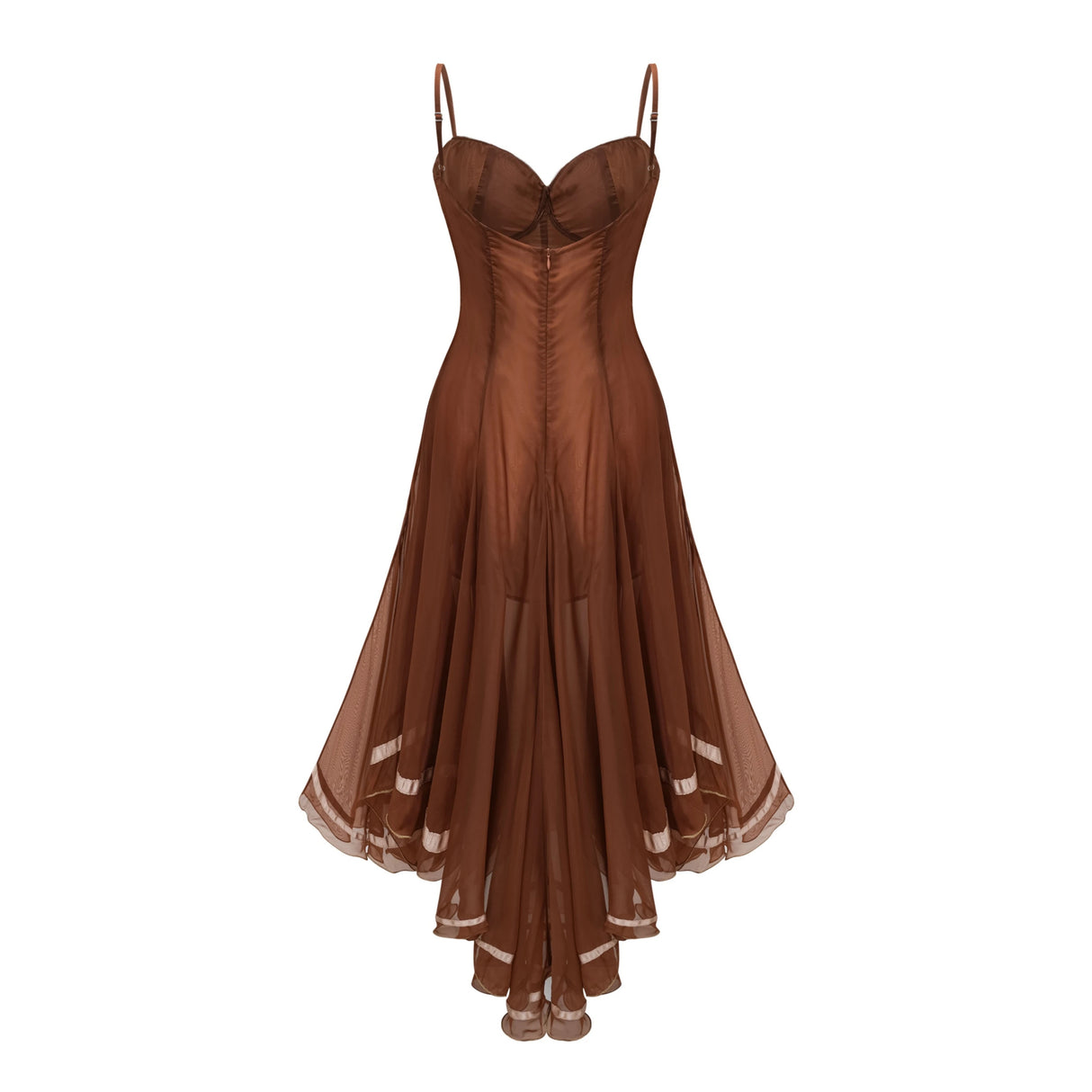 Nuria Rust Brown Asymmetrical Midi Dress