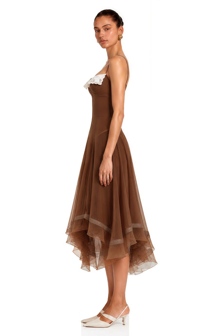 Filippa Midi Dress Rust Brown Asymmetrical