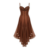 Nuria Rust Brown Asymmetrical Midi Dress