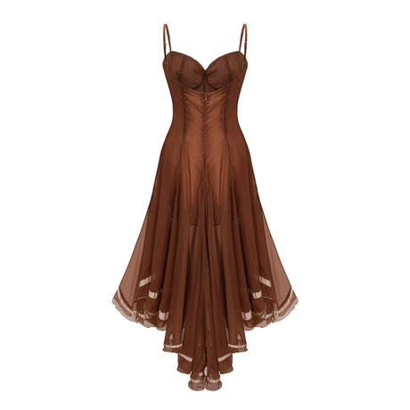 Filippa Midi Dress Rust Brown Asymmetrical