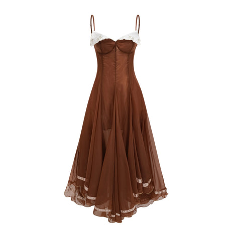 Filippa Midi Dress Rust Brown Asymmetrical