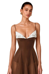Nuria Rust Brown Asymmetrical Midi Dress