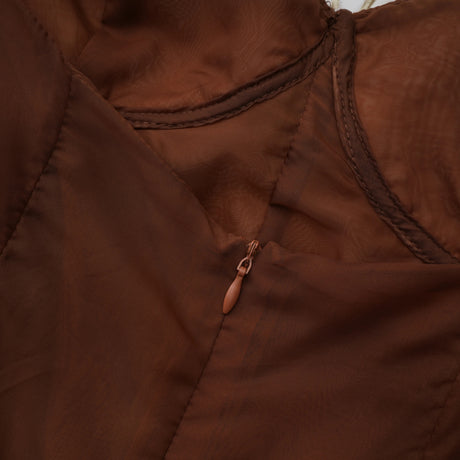 Armanda Midi Dress Rust Brown Asymmetrical