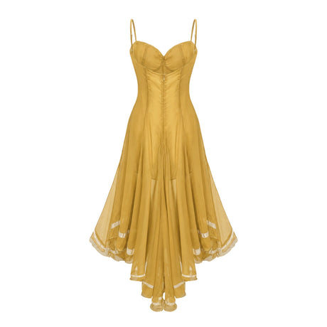 Pasqualina Midi Dress Yellow Asymmetrical