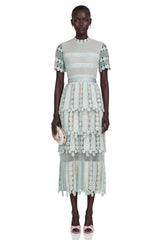 Océane green floral embroidered midi dress