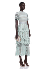 Océane green floral embroidered midi dress