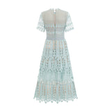 Océane green floral embroidered midi dress