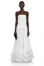 Océane White Off Shoulder Pleated Maxi Dress with 3D Florals