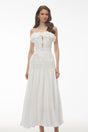 Octavia White Pleated Maxi Dress with 3D Floral