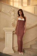Octavie Purple Pleated Corset Maxi Dress