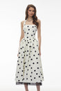 Odelia White Polka Dot Midi Dress with Lace Trim