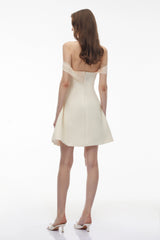 Oenone White Off Shoulder Mini Dress with Twist Front