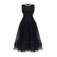 Ofra Black Pearl Pleated Midi Dress