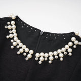 Ofra Black Pearl Pleated Midi Dress