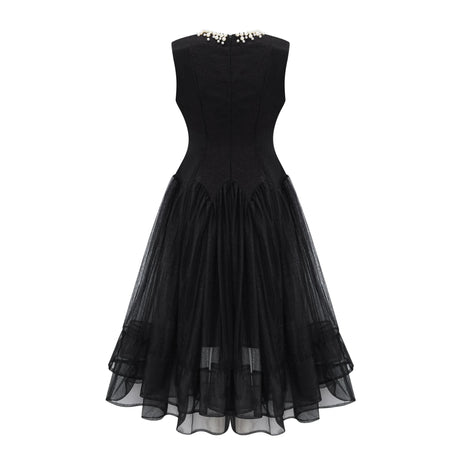 Hunter Midi Dress Black Pearl Pleated