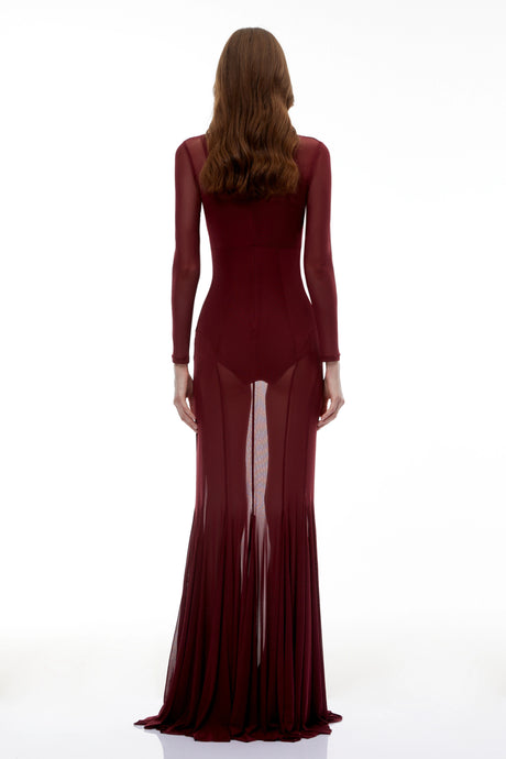 Blair Dress Burgundy Mesh Bodysuit & Set