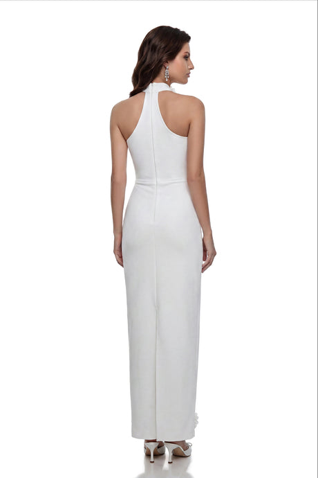 Ivana Maxi Dress White Bandage with 3D Petals
