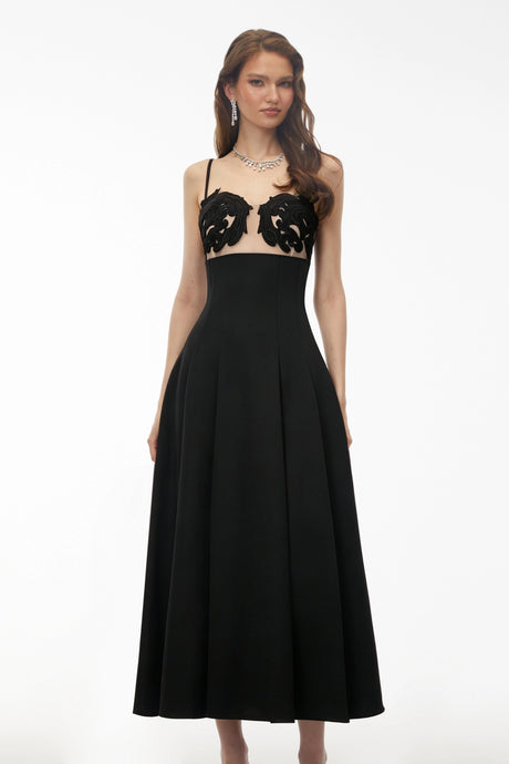 Caterina Maxi Dress Black Floral Embroidered