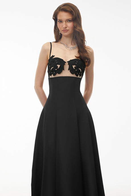Caterina Maxi Dress Black Floral Embroidered