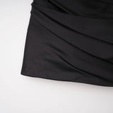 Olesya Black Ruched Mini Dress with Lace Panels